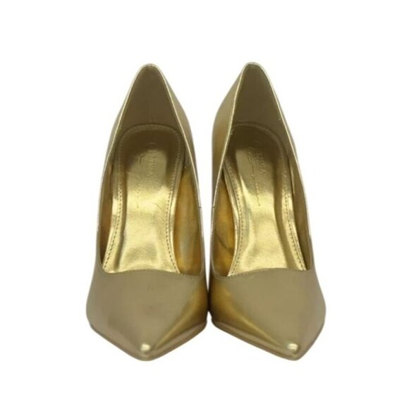 OLIVIA FERGUSON / Kiara / Gold / Pointed-Toe / High Heel Pumps / Size 8 / Faux L - Picture 3 of 7